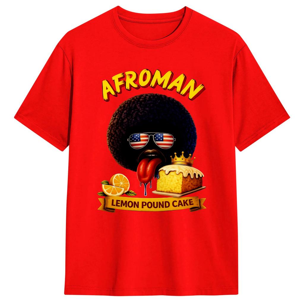 Lemon Pound Cake Afroman Cotton TShirt For Mens Beach  Vintage T Shirts Crewneck Novelty Tee Shirt Oversized Hot Sale Tops