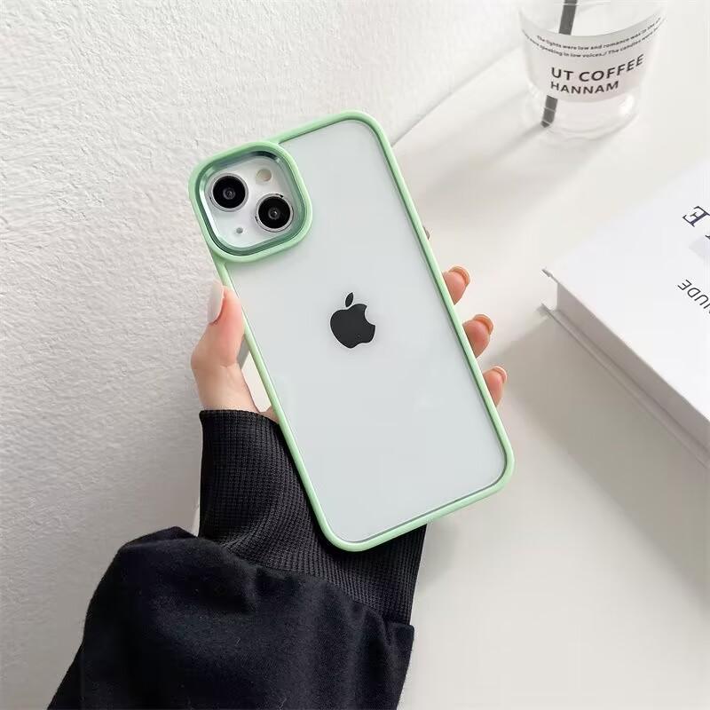 Transparente Harte Acryl Handyhülle Für iPhone 14 15 Pro Max Stoßfeste Hülle Funda iPhone 11 12 13 Pro Silikonrahmen Rückseite