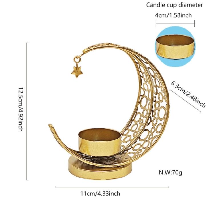 Eid Mubaraks Candlestick Metal Hollowed Moon Shape Tealight Candle Holders for Muslims Holiday Parties Decorations