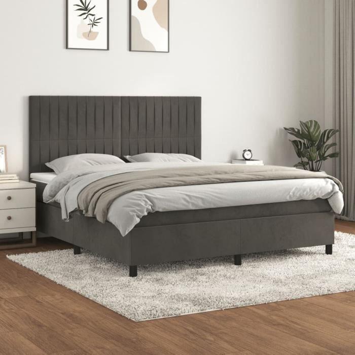 3143158 vidaXL Divan Bed and Mattress Dark Grey 180x200cm Velvet