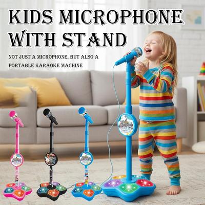 Kids Microphone With Stand Karaoke Song Music Instrument Toys Brain-Training Educational Toy Birthday Gift For Girl Boy