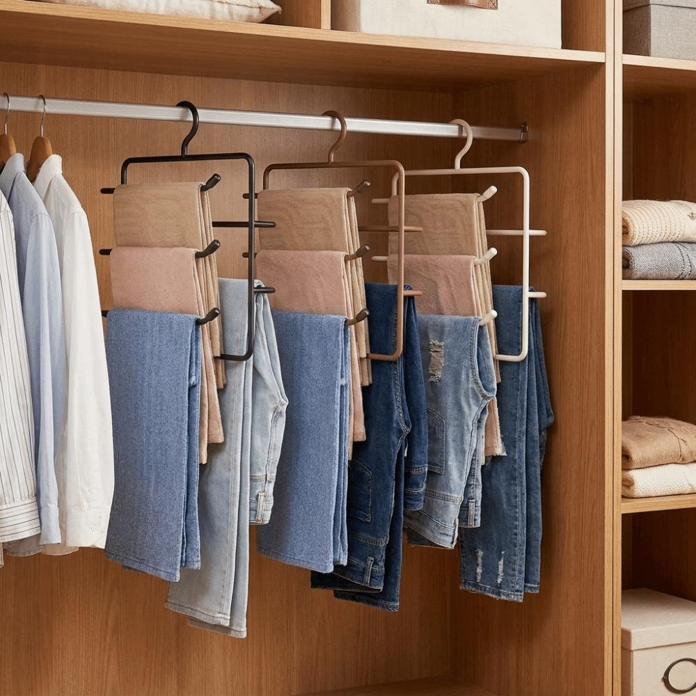 Iron Multi-Layer Trouser Racks Hanging Scarf Tie Rack Multi-functional Pants Hangers  for Home