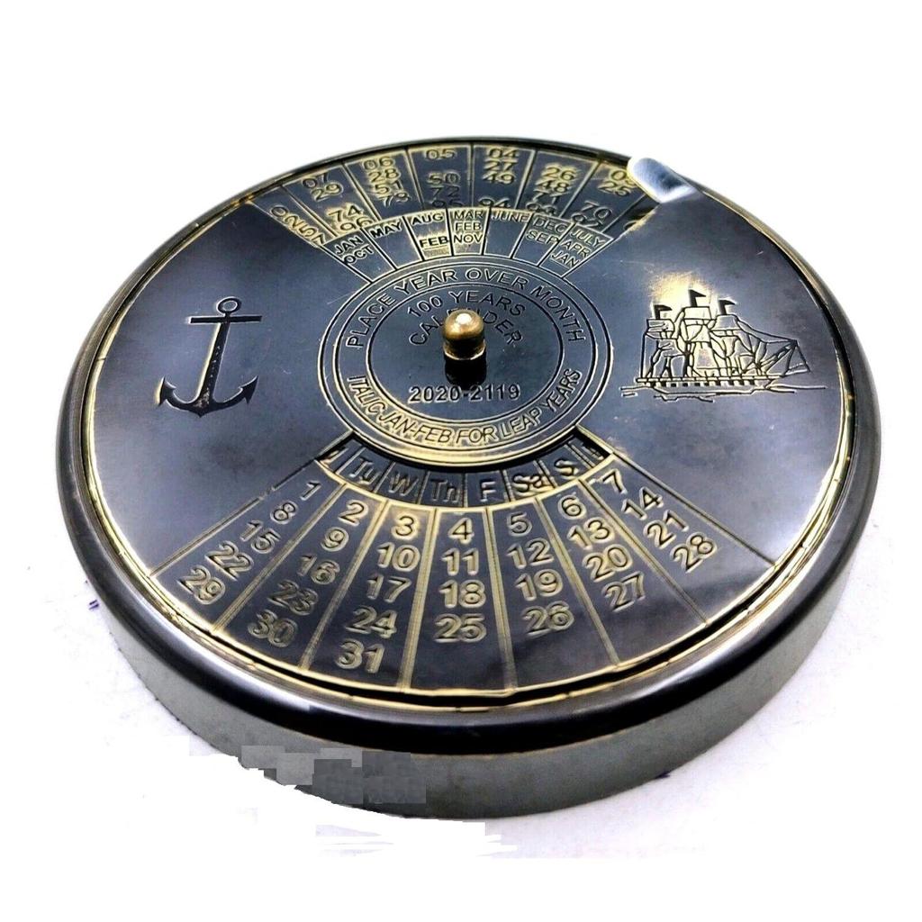 Qarzun Antique Style Brass Calendar 100 Yrs Paper Weight Gift