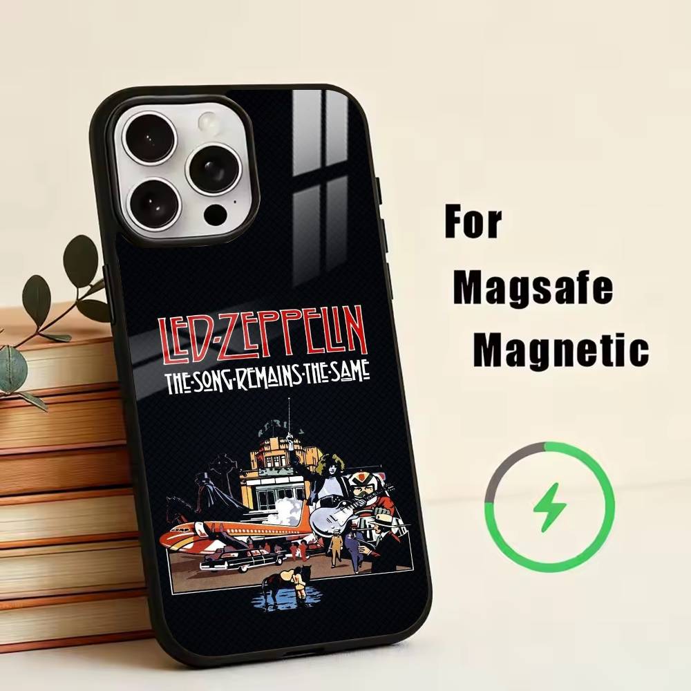 L-Led Z-Zeppelin Telefoonhoesje Voor iPhone17,16,15,14,13,12,11 Plus,Pro Magnetisch met Magsafe Draadloos Opladen