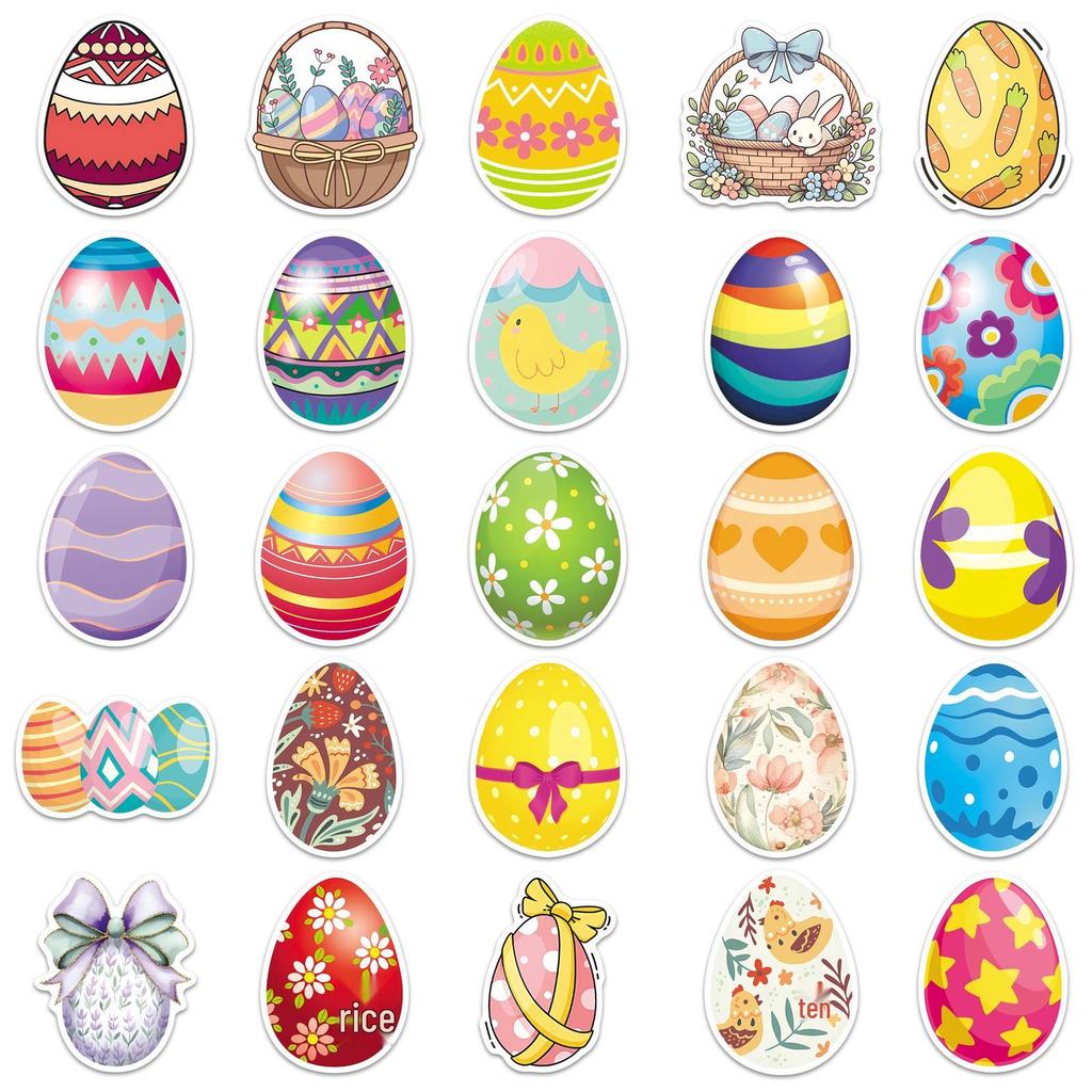 50pcs Easter Egg Festival Cartoon Stickers for Earphones & Water Cups