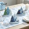 Christmas Wooden Ornaments 3PCS Tree Ornaments, Stable Base Seasonal Figurines, Elegant Winter Atmosphere Decor Plentiful Layers Tabletop Decorations