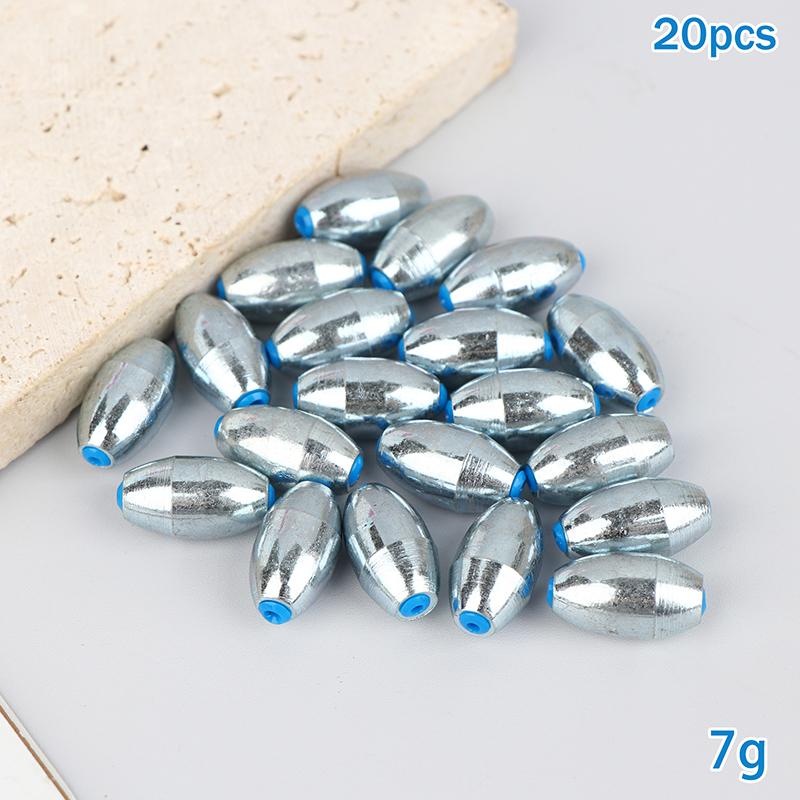 20Pcs Alloy Hollow Olive Fishing Sinkers3/ 4/6/8/10/12/15g Wax Coating Steel Fishing Weights Fishing Weight Accessories