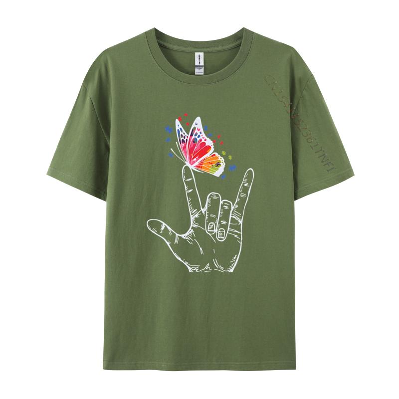 I Love You Hand Sign Language Butterfly Tshirts Vintage Tshirt Printed Tshirt Cute Pattern Tees Tops
