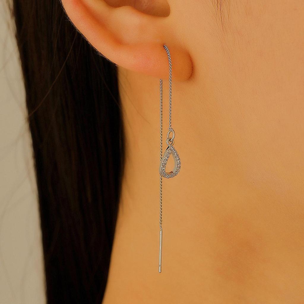 European & American Long Tassel Chain Clip-On Earrings - Versatile Fairy-Inspired Korean Style for Women