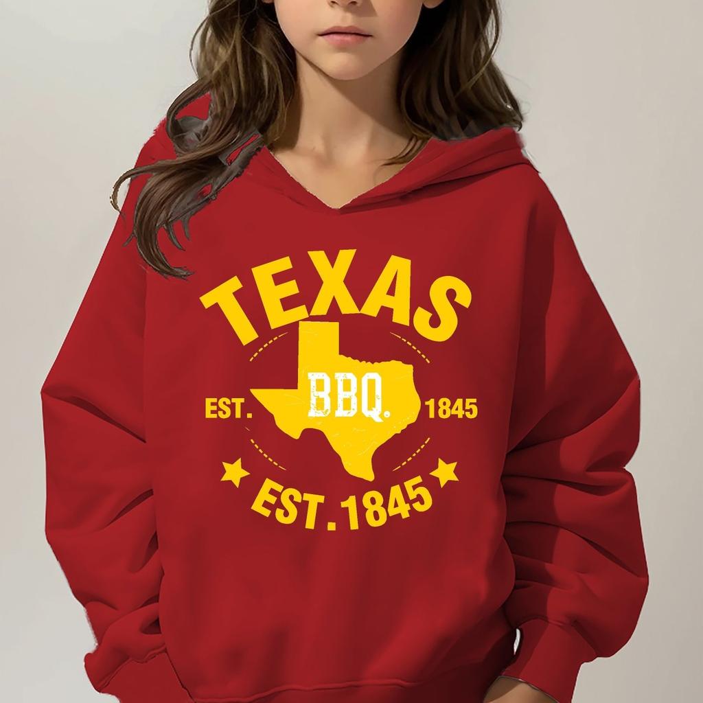 0709 TEXAS Boys' & Girls' Casual Long-Sleeve Hoodie – Kids' Autumn/Winter Athletic Top / Outdoor Hoodie