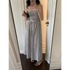 Small sexy tube top contrasting striped shirt dress women's summer new high-end temperament high waist slim skirt
