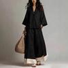 Women V-Neck Wide Sleeve Top And Wide Leg Pants Set Casual Loose Fit Linen Blend Two Piece Outfit