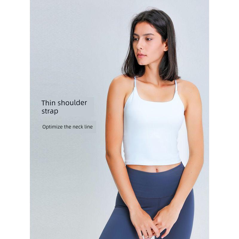 Lu Same Style Sexy Y Word Beauty Back Exercise Vest Women's Summer Thin Detachable with Chest Pad Moisture Wicking Yoga Clothes