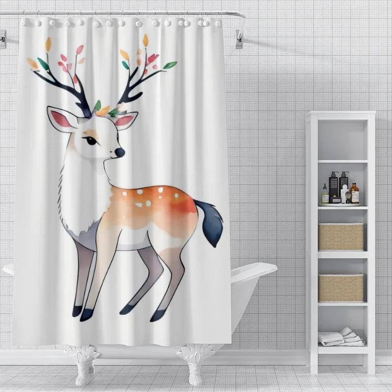 Home Decoration Shower Curtains For Bathroom Waterproof Curtain Fabric Modern Nordic Style Living Room Merry Christmas Winter