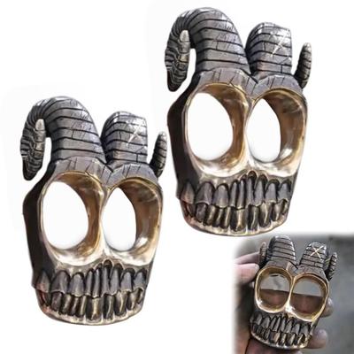 Ramshoorn Schedel Kootje Vintage Gotische Ring Kootjeskloppers Koper Dubbele Lus