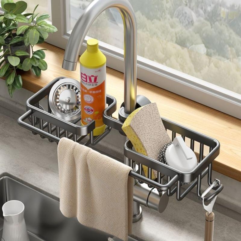 Kitchen Sink Drain Rack Heavy Duty Long Lasting Soap Sponge Holder Non-slip Storage Organizer for Commercial Kitchen