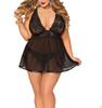Plus Size Sexy Lace See-Through Nightdress for Women - Cross-Border European & American Style