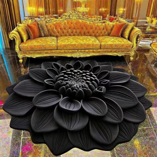 3D Realistic Flower Pattern Absorbent Mat Non-Slip Floral Rug Plush Velvet Floor Mat for Bedroom Kitchen Bathroom Sofa Coffee Table