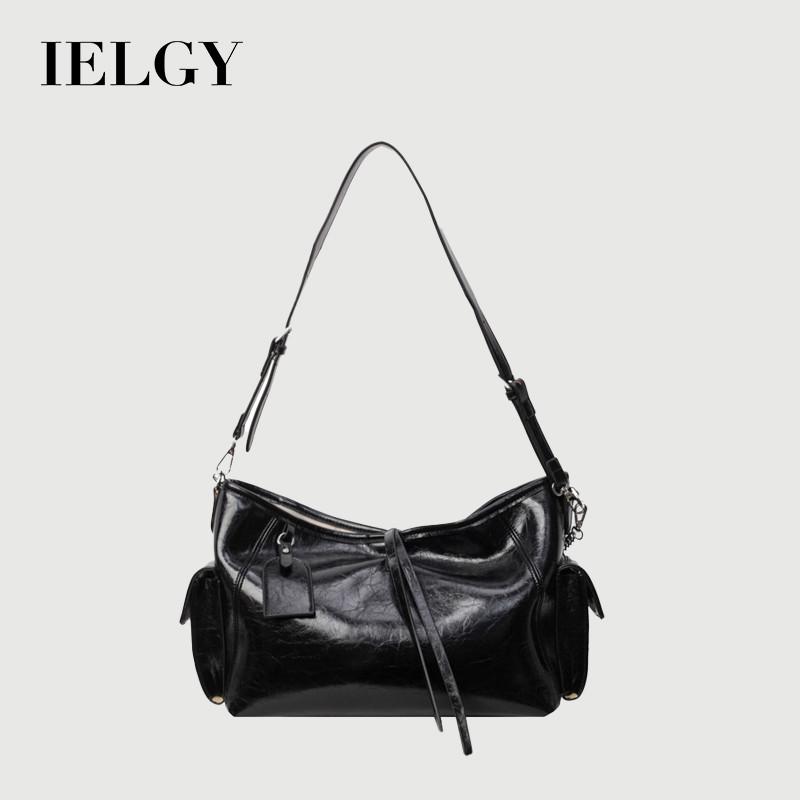 Ielgy Chain Multifunctional Burst Crack Tote Bag Shoulder Underarm Crossbody Commuter Bag