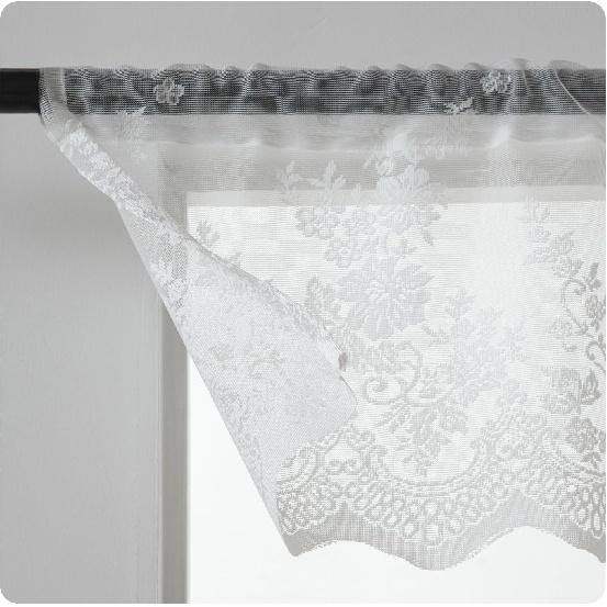 Half Window Sheer Curta Rod Pocket, Floral Cascade Lace Window Curtain Valance for Kitchen, Living Room and Bedroom, 50 X 13 Inches