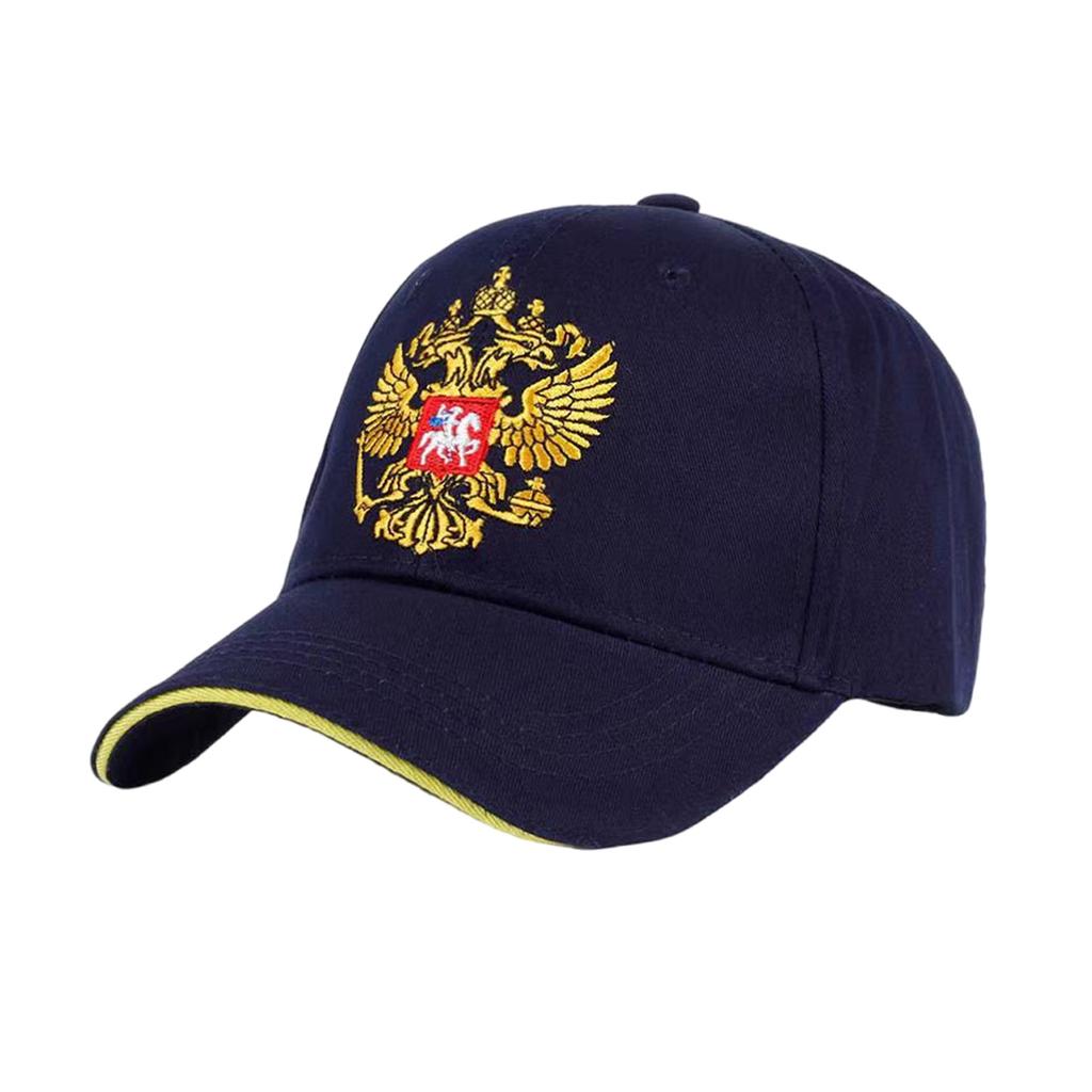 Embroidered Russian Emblem Cotton Baseball Cap Adjustable Comfortable Sunproof Snapback Hat for Sports and Casual Wear