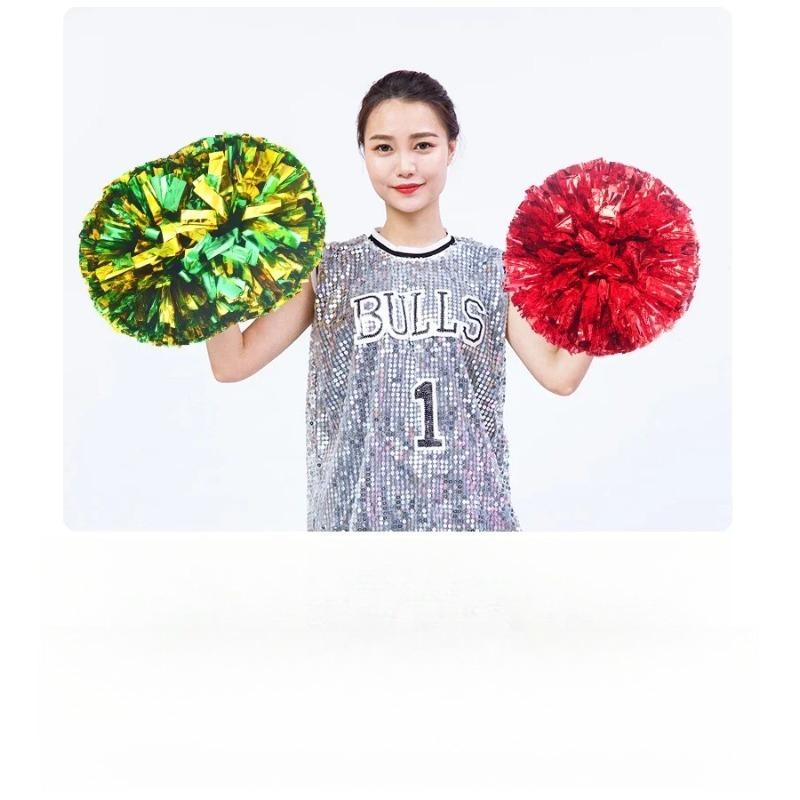 Saplı Altın Ponponlar Ponpon Topları Büyük Gümüş Kırmızı Sarı Mavi El Dansı Ponponları Kadın Kız Çocukları İçin Aksesuarlar