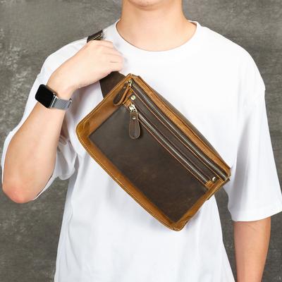 Borsa a vita casual e alla moda, Retro Color-blocking Vera Pelle, Borsa a tracolla piccola, Borsa a spalla singola per esterni