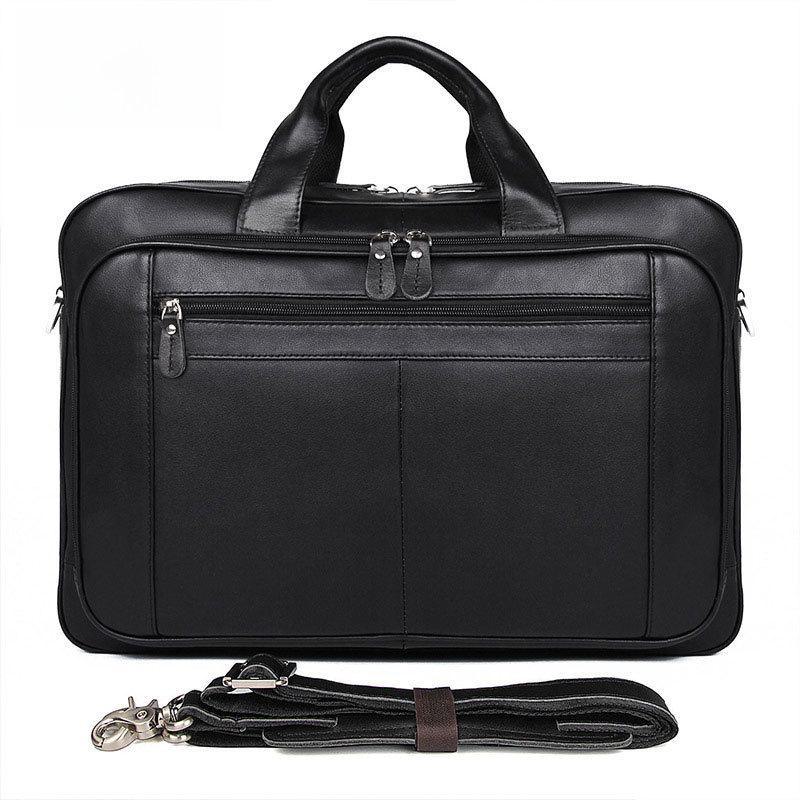 Jiameida European & American Retro Leather Men's Briefcase & Handbag for 17-Inch Laptops