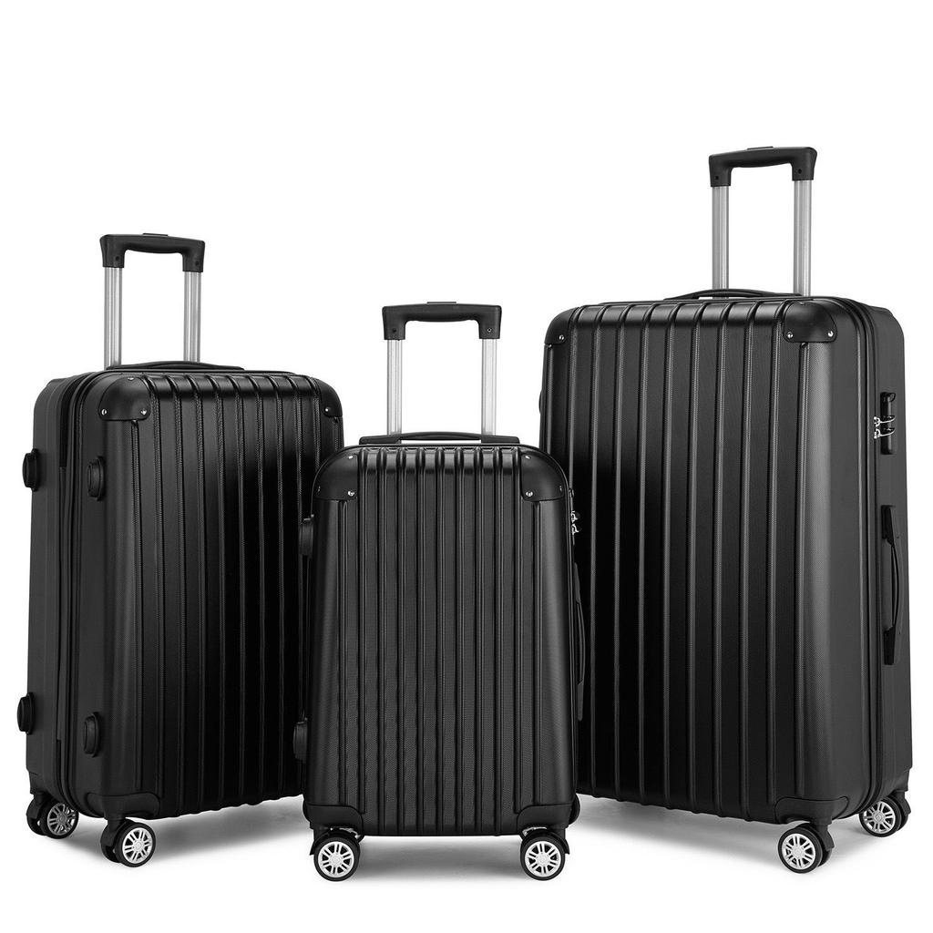 20-inch ABS Trolley Case with External Combination Lock - Zipper Suitcase, Three-Piece Set Luggage Bag in Stock