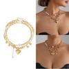 Two Tiers Chain Jewelry With Romance Oversized Heart Charm Sturdy Alloy Fashion Accessory