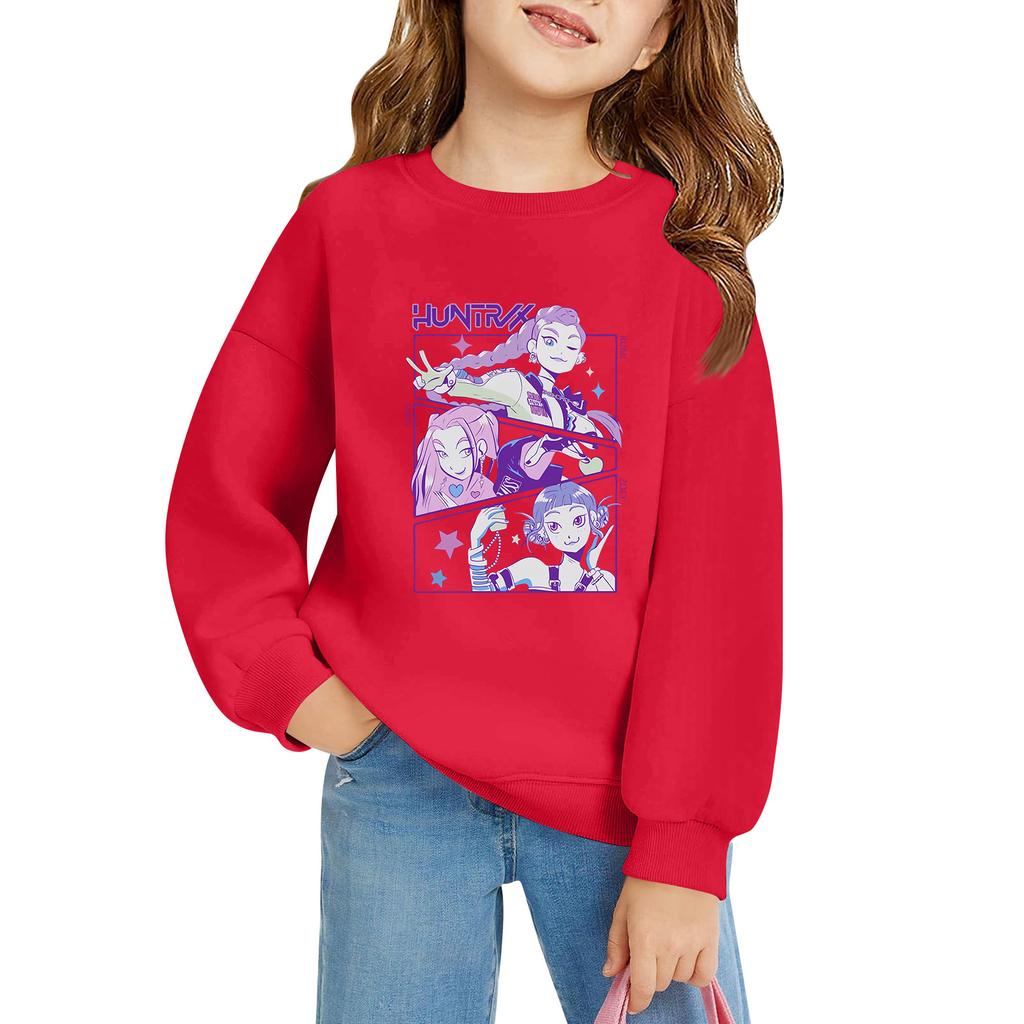 Kids' Long Sleeve Loose Pullover Letter Printed Round Neck Sweatshirt