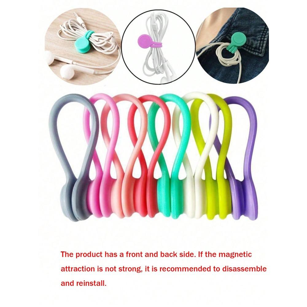 Magnetic Cable Organizer, Reusable Silicone Cable Ties, Twist-Tie Cable Management for Bundling and Organizing Items, Refrigerator Magnet Cable Wrap