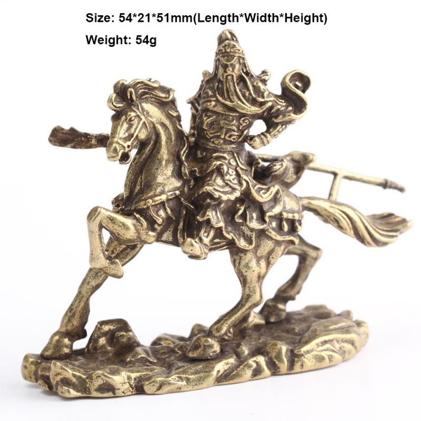 1 Pcs Brass Chinese God Of Wealth Riding Horse Guan Gong Statue Home Decoration Accessories Copper Office Desk Decor Ornaments