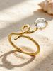 18k Gold-Plated Zirconia Inlaid Stainless Steel Open Ring Set - Modern Fashion Jewelry