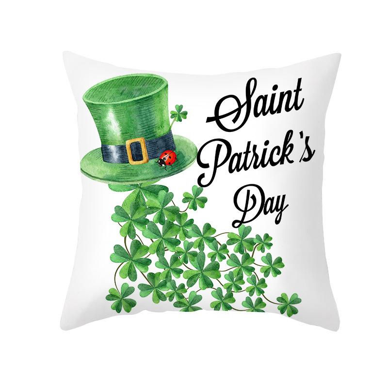 St. Patrick's Pillow Cover for Home Sofa Peach Skin Printed Cushion Cover National Day Pillow Cover