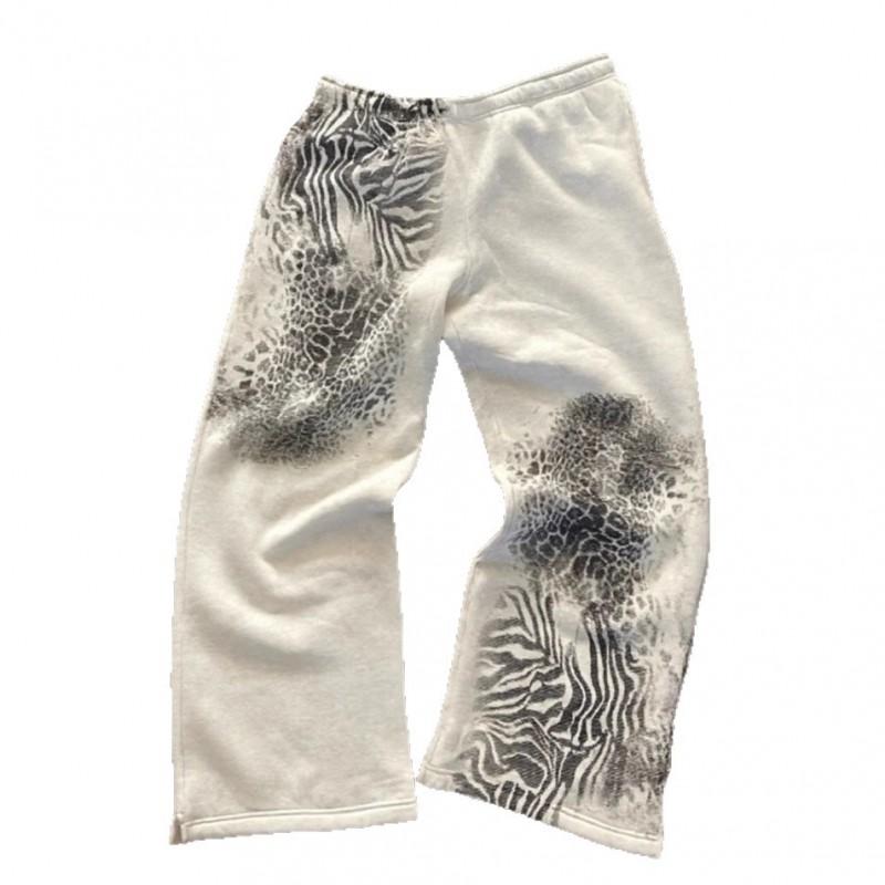 Fashion Printed Elastic Waist Casual Pants Unisex Loose Trousers Teens