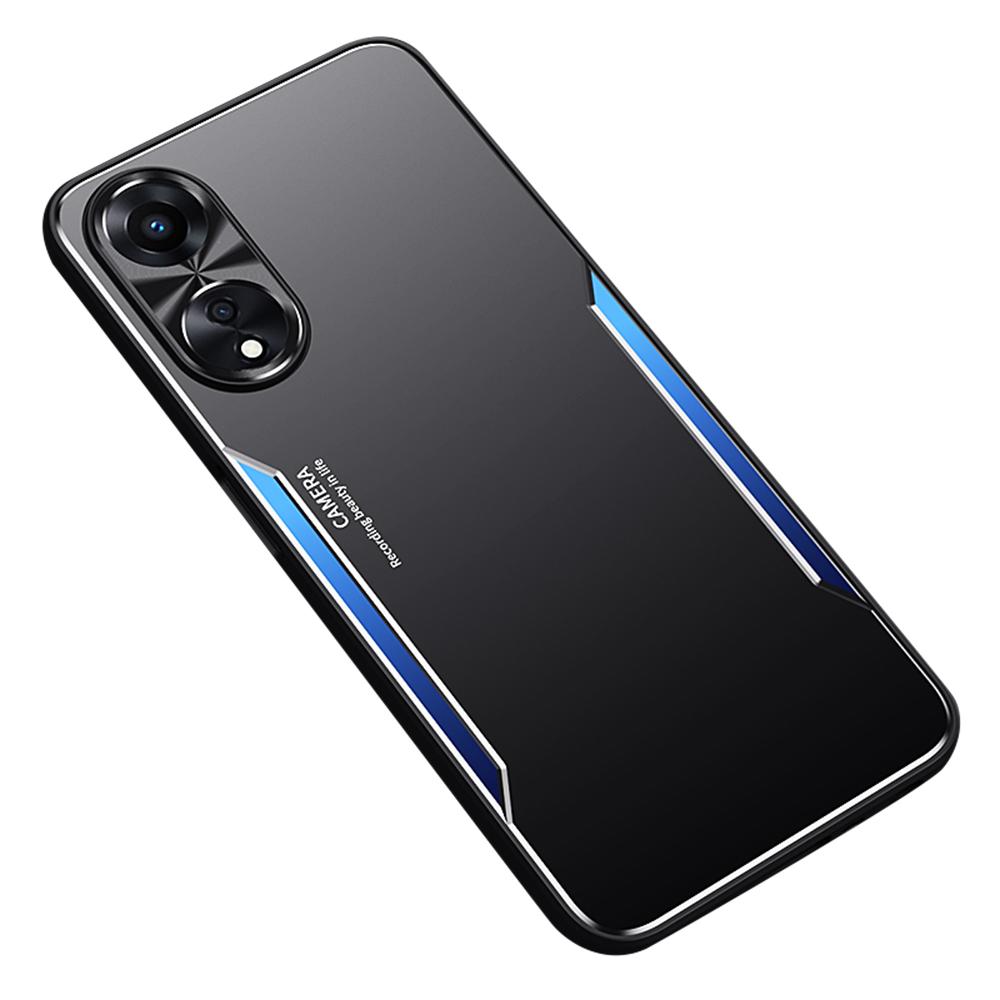 

For Oppo A58 5G Slim-fit Mobile Phone Case Aluminum Alloy Soft TPU Raised Edge Protection Cover Blue