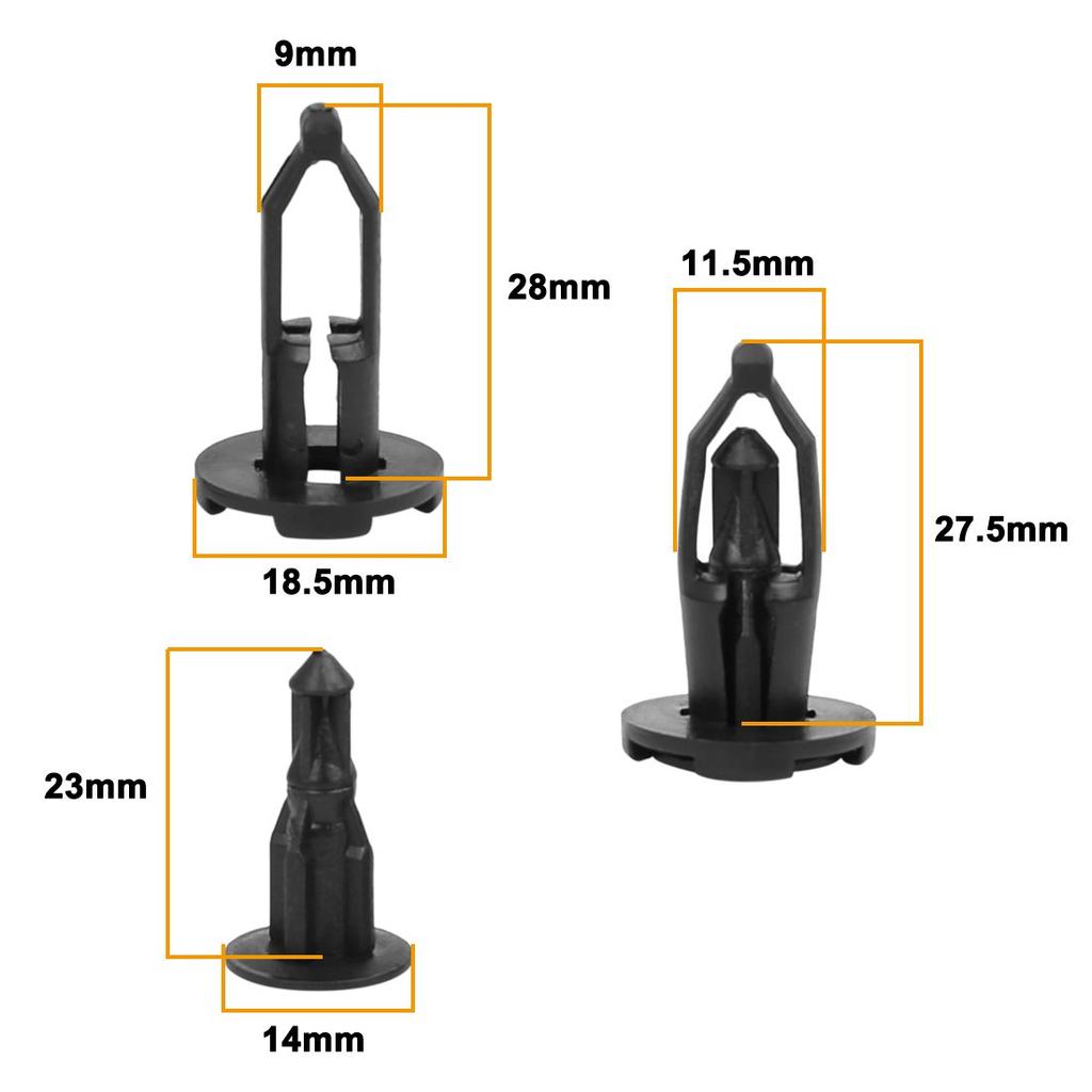 uxcell Clip Rivet Fender Fastener Bumper Push Rivet Nylon Black Compatible with Toyota 100pcs