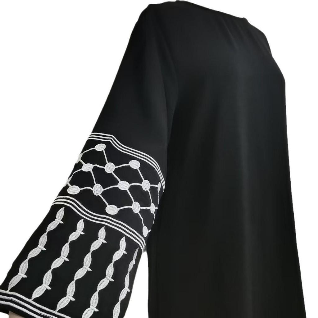 Yiduoduo Bluzka z haftem bliskowschodnim i garnitur szerokich spodni 24836