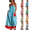Women's Vintage Striped Sleeveless Spaghetti Strap Dress with Pockets Loose Fit for Vacation and Casual Wear