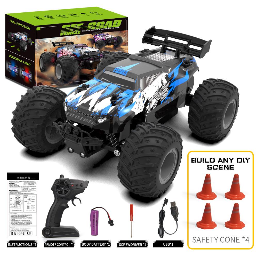 Non-Toxic Jjrc Q175 Rc Car Cool Lights 1:18 Big Wheel 2.4G 2Wd Rc Truck All Terrain Off Road 20Km/H High Speed Rc Racing Car Toy For Adult
