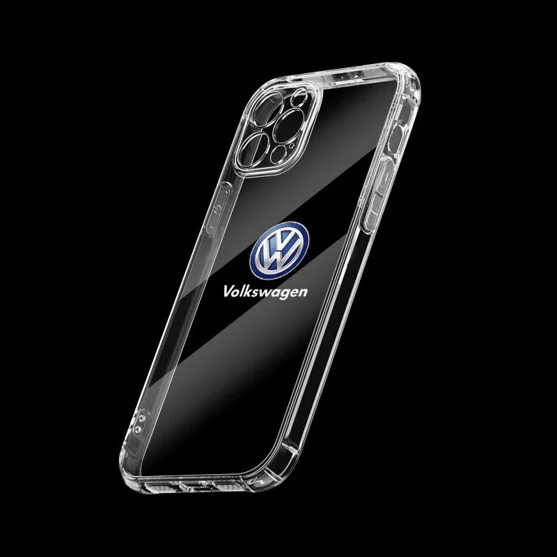 

For Volkswagen VW Fashion Car Logo Transparent Phone Case For IPhone 11 12 13 14 Pro Max XR X XS SE 7 8 Plus For Volkswagen 3 4 For iPhone XR