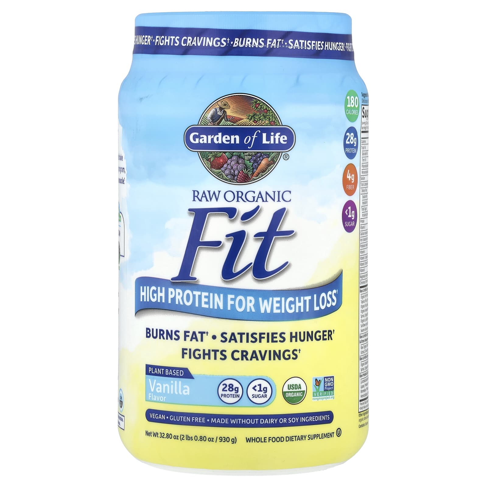 

Raw Organic Fit, High Protein for Weight Loss, Vanilla, 930G(32.80Oz)