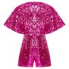 Girls Sparkling Sequins Jumpsuit V Neck Cap Sleeve Bodysuit Birthday Party Stage Performance Costume
