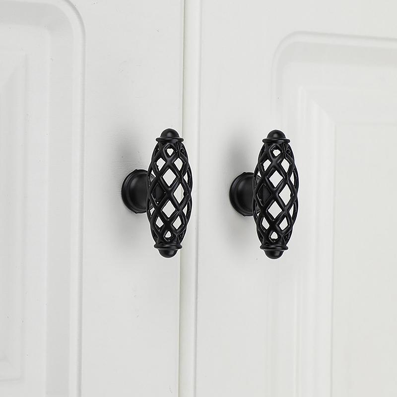 1 buc mânere de dulap de bucătărie durabile în formă de colivie pentru păsări, mânere de sertar vintage, buton negru pentru mobilier, mâner gol, instalare ușoară