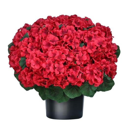 Artificial Potted Flower with Green Leaves Realistic UV Resistant Fake Silk Flower with Pot Indoor Outdoor Garden Patio Balcony Bonsai Decoration