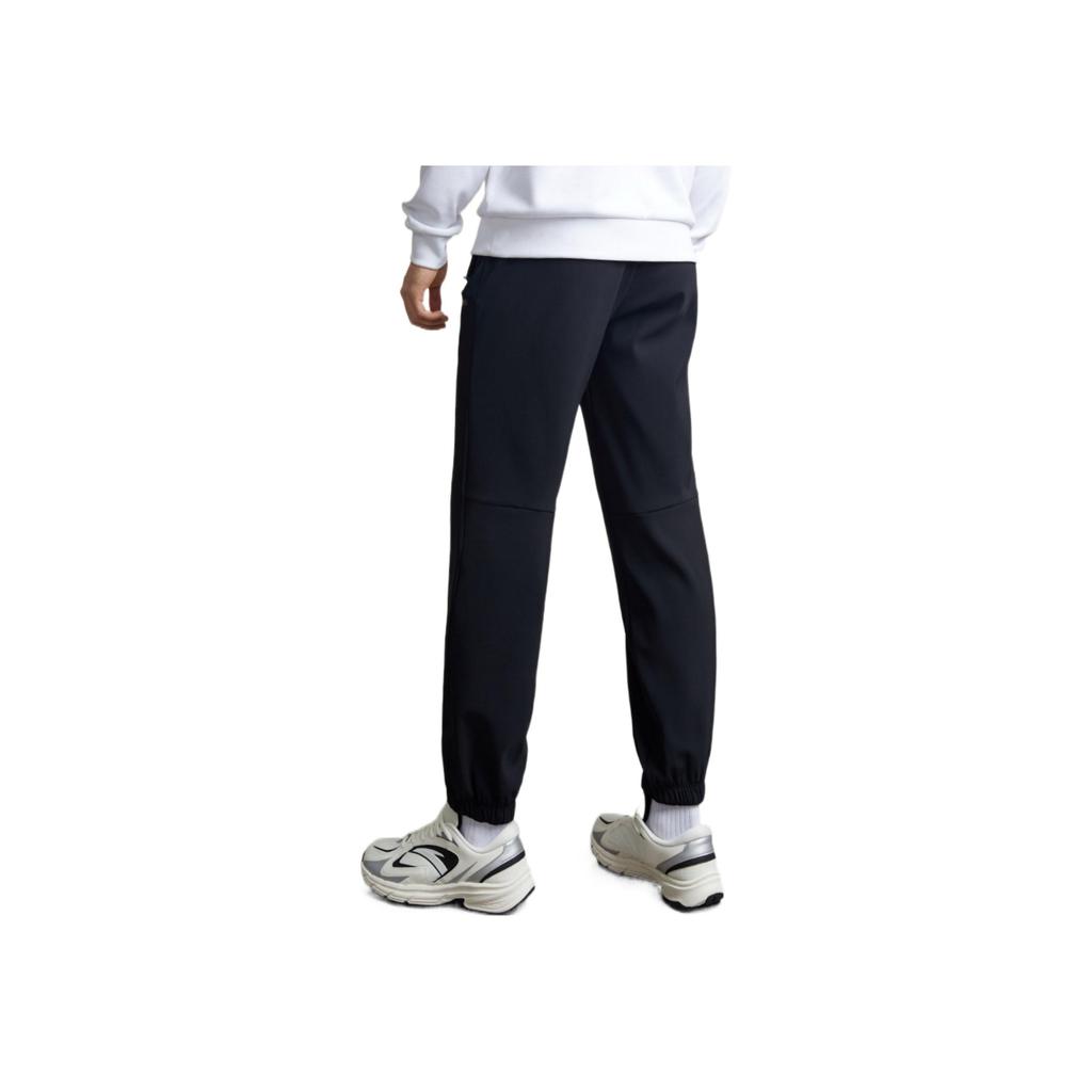 Anta Solid Color Printed Letter Fleece Loose Warm Sports Pants Men Bottoms Black 152247308-1