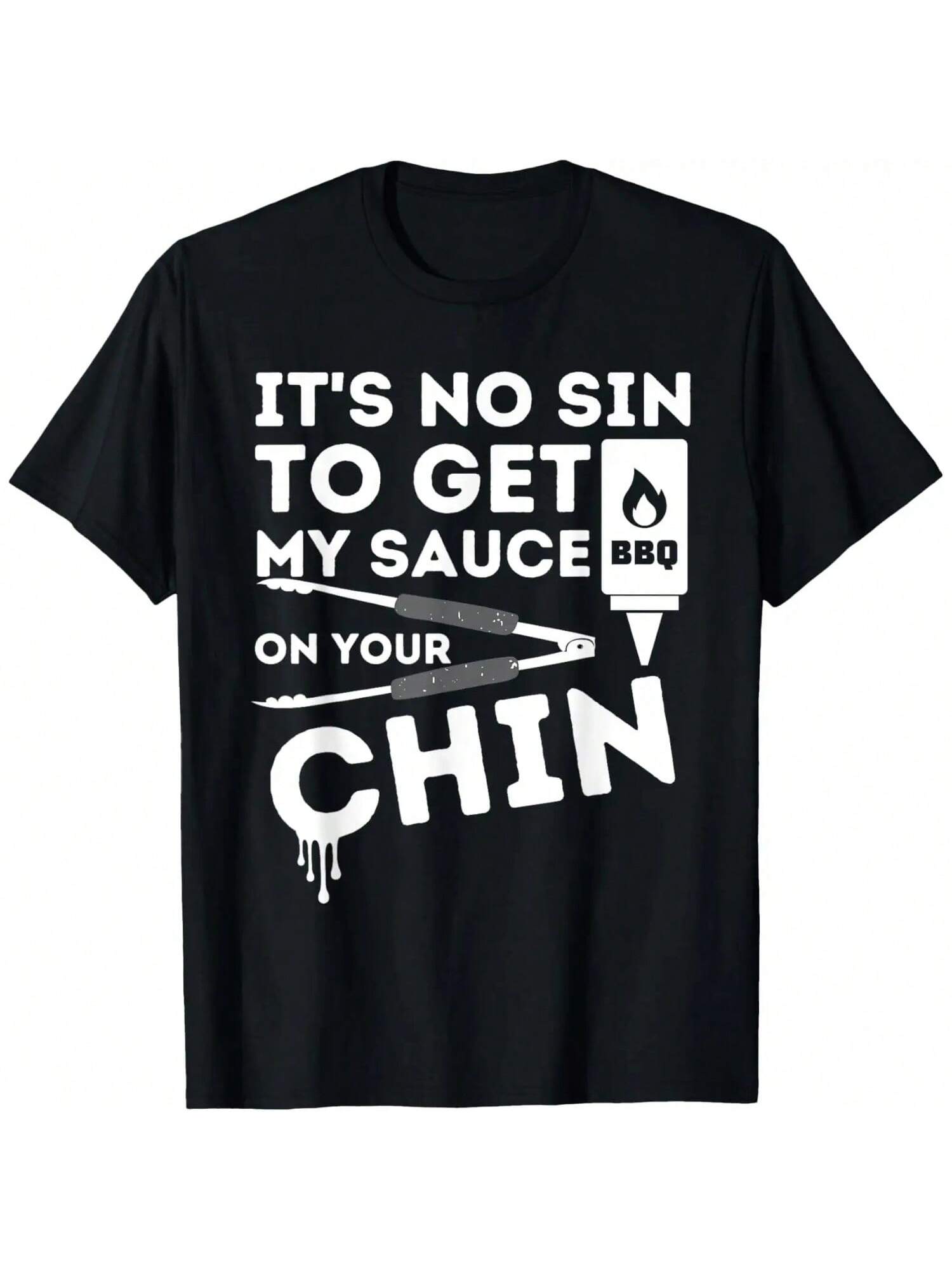 It s No Sin To Get My Sauce Funny BBQ Smoker Barbecue Grill T-Shirt S разноцветный