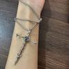 Vintage Punk Cross Pendant Necklace for Women Men Unisex Silver Black Hip-Hop Irregular Cross Necklace Chain Jewelry Accessories