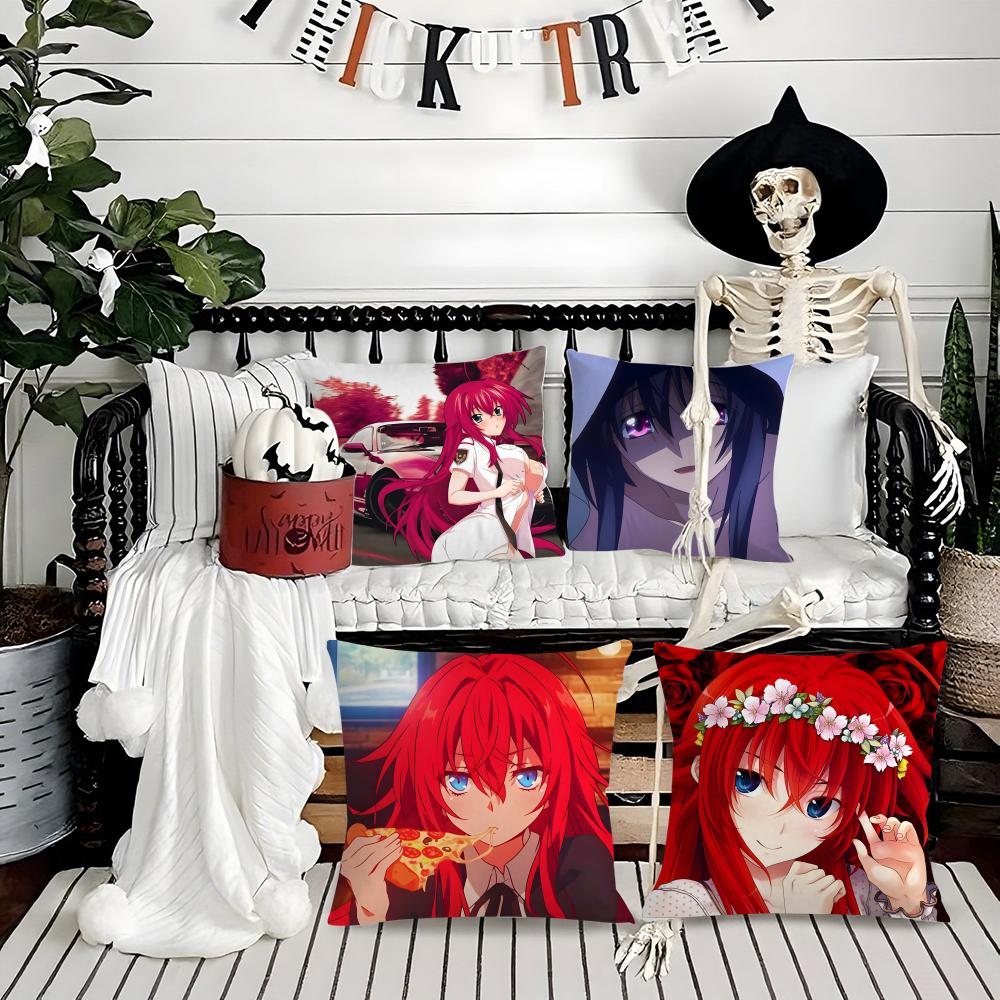 Anime High School Dxd-Beautiful Pillow Case Silky Short Plush With Invisible Zipper Dustproof Sofa Cushion Cover For Home Decor
